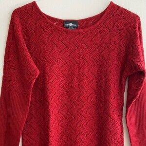 It’s Our Time Red Sweater Dress, Bright Red Open Knit Leggings Sweater, Size M